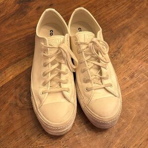 White leather platform converse